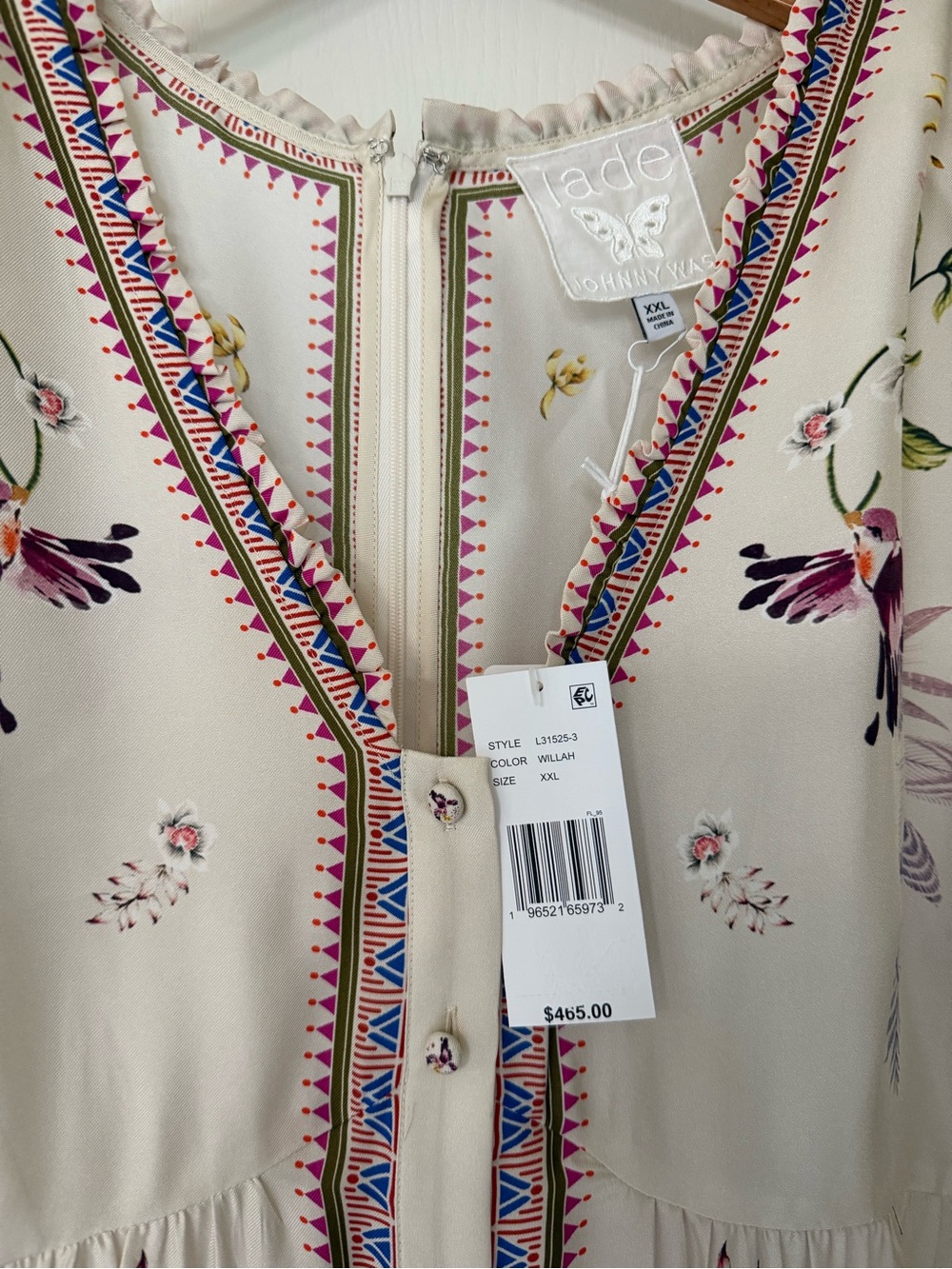 Johnny Was Cream Floral Embroidered Mini Dress - Picture 2 of 5